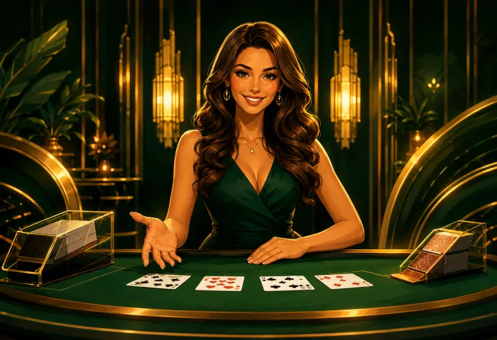Dealer en vivo transmitiendo desde estudio profesional en casino Gane.bet
